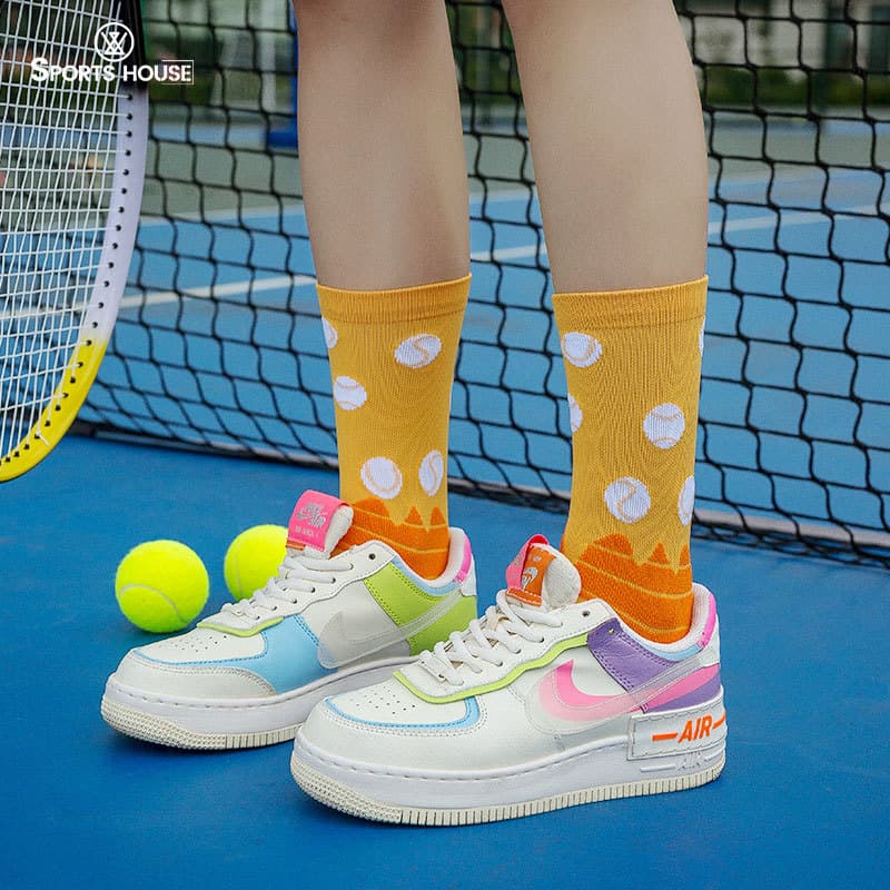 Sport'sHouse Women's Mid-Calf Breathable Anti-Odor Terry Socks for Tennis and Professional Sports