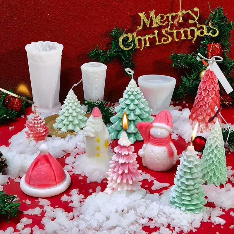 Cross-border Christmas Tree Scented Candle Silicone Mold Christmas DIY Plaster Aroma Mold Cross-border Hot Selling Source