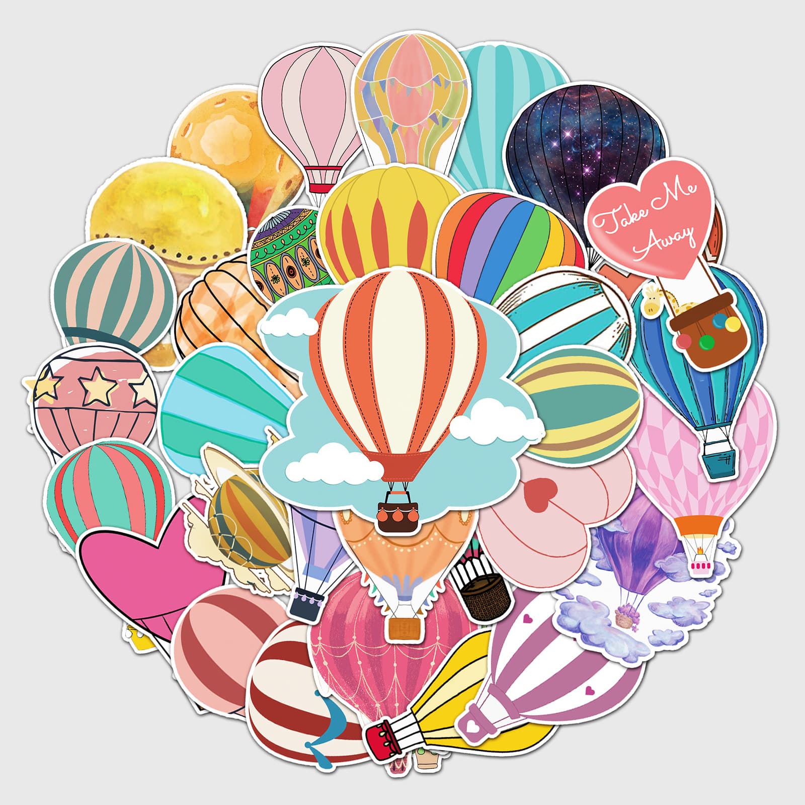 50 Sheets Hot Air Balloon Graffiti Personality Cartoon Fresh Children DIY Skateboard Luggage Carton Stationery Stickers