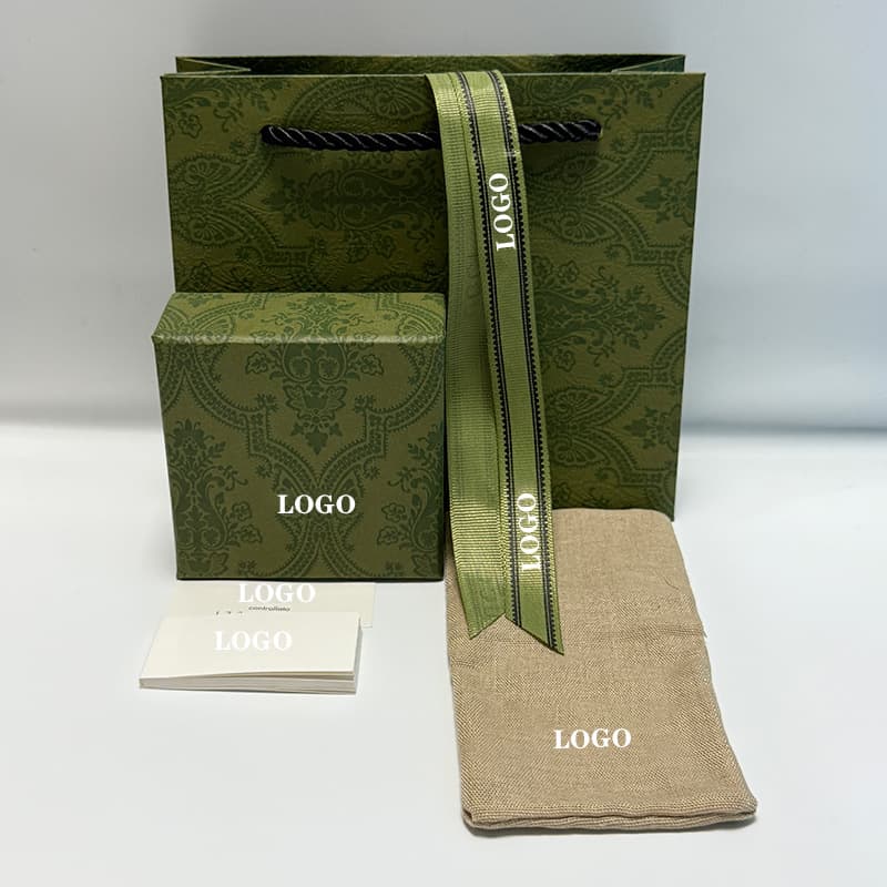 Green Gucci Jewelry Packaging Box Gucci Storage Box G Logo Necklace Bracelet Ring Earring Case Full Set