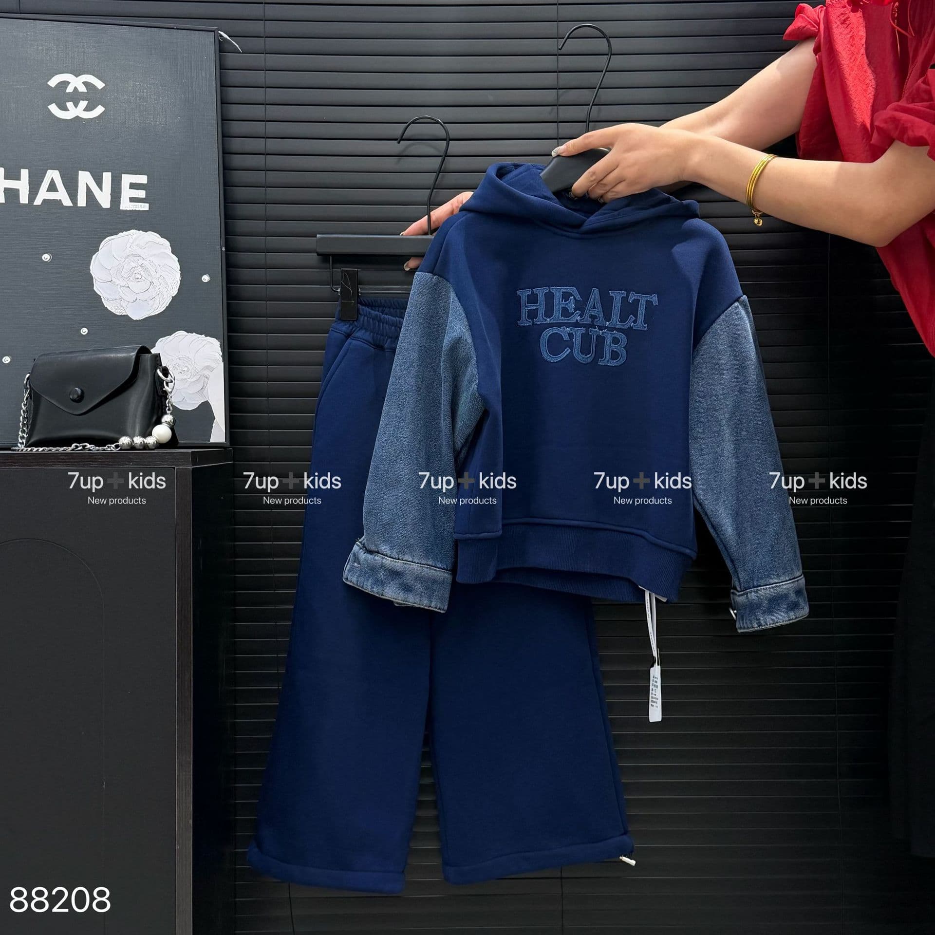 Boys Girls Winter Thickened Sweatshirt Set Big Kids Denim Jacket Wide-Leg Pants Two-Piece Set Zhili Kids Clothing