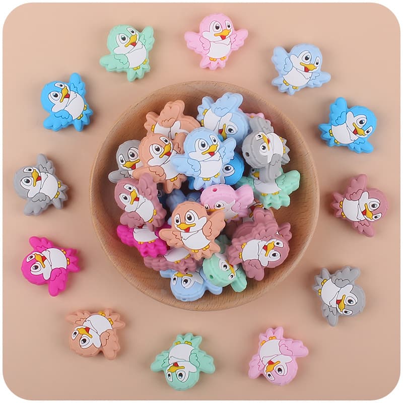 Baby products cartoon animal silicone bird teether creative DIY baby teething pacifier anti-fall chain small accessories