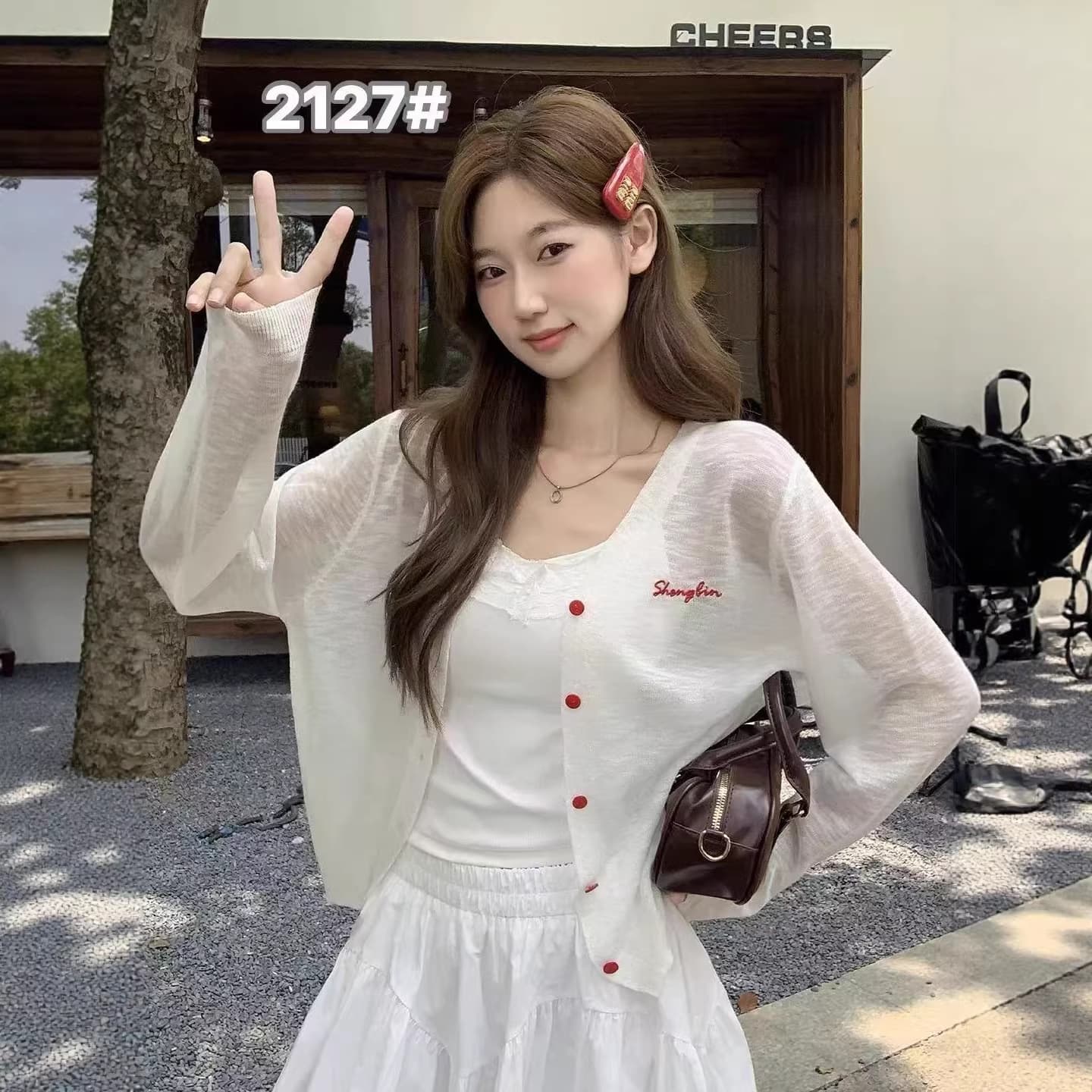 Korean style white thin sun protection knitted cardigan for women, 2026 summer new style, camisole, outerwear, short jacket top