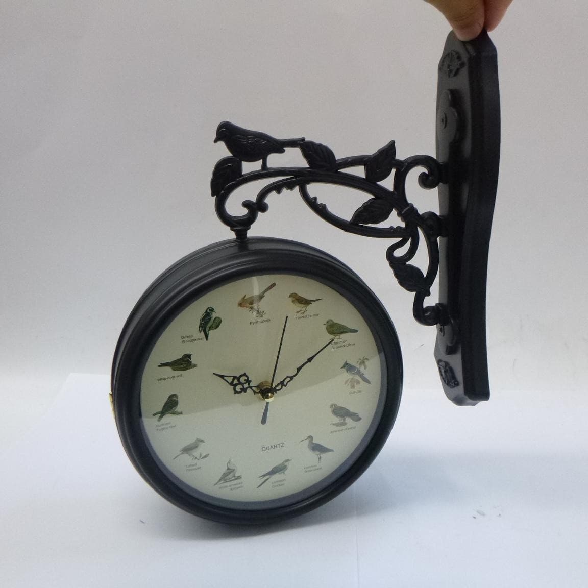 European style iron bird singing wall clock living room retro decorative clock creative home wall clock simple personalized wall clock