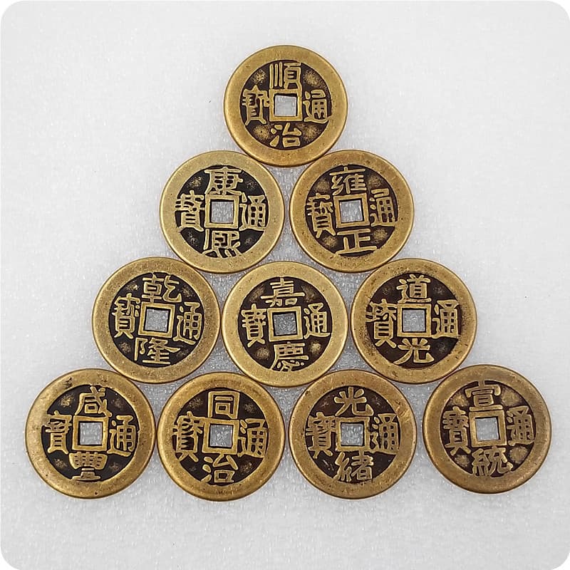 Antique thickened Ten Emperor Copper Coins Five Emperor Copper Coins diameter 25mm