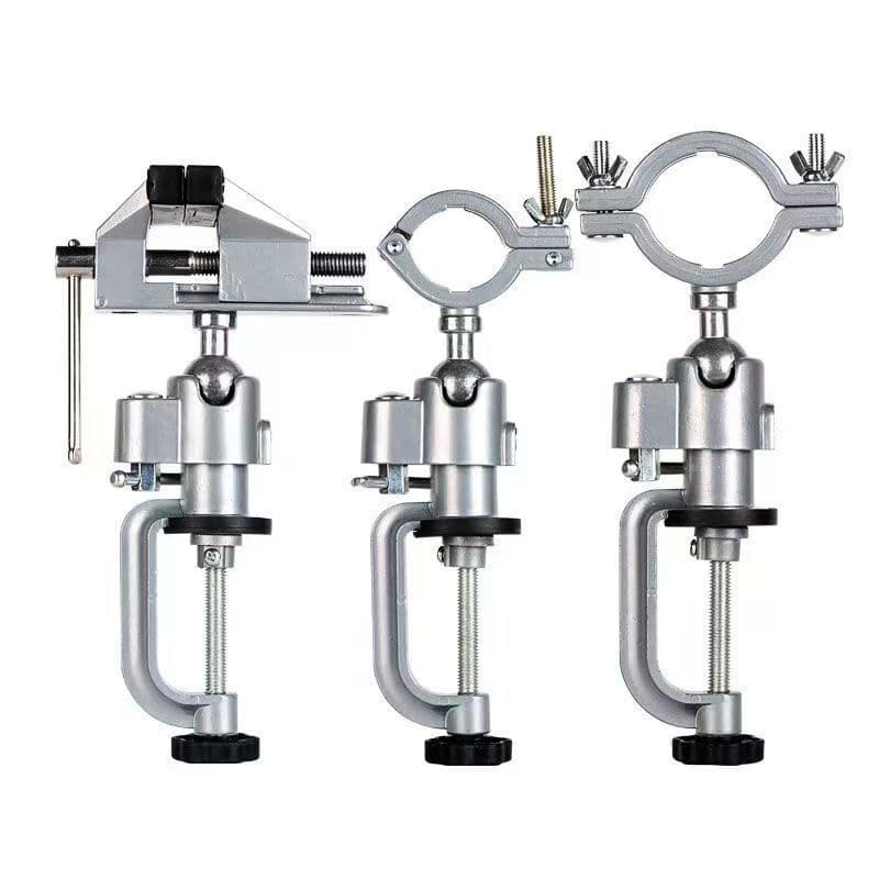 Factory direct sales of 360-degree aluminum alloy universal rotary vises, electric drill and grinder supports, and bench vises.