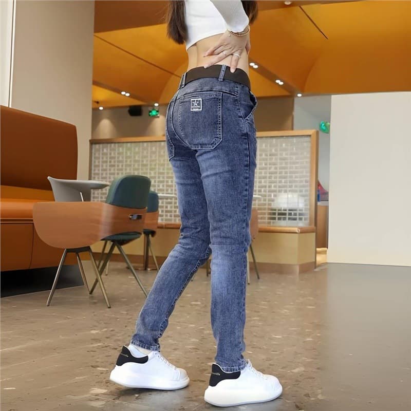 New Men's Slim Fit Skinny Jeans 2025 Spring Autumn Stretch Long Pants Washed Versatile Korean Style Trendy Men's Pants