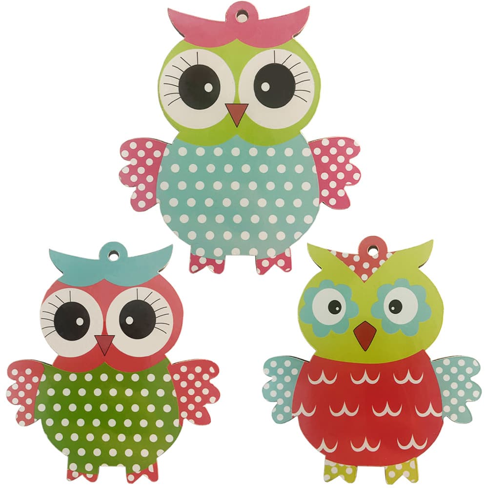 Cross-border Foreign Trade Christmas Wooden Owl Small Pendant Wooden Christmas Ornament 3-in-1 Set