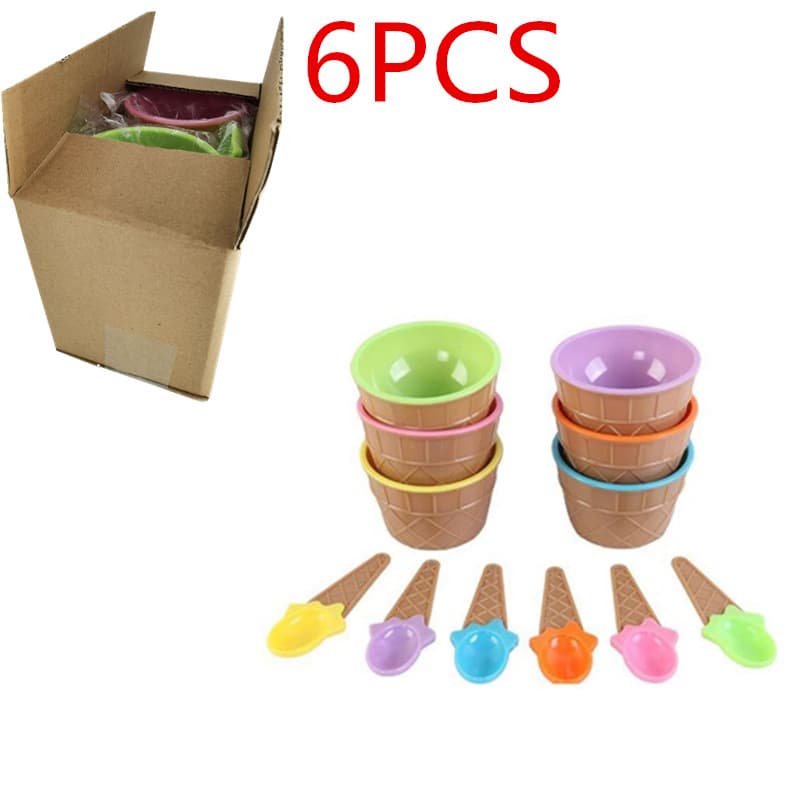 Ice Cream Bowl, Creative Spoon Included, Crystal Slime DIY Mixing Bowl, 6 Pieces/Set 348g
