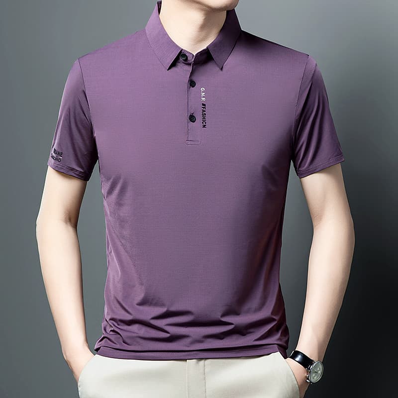 Polo Shirt Men's Lop Collar Casual 2025 New Summer Ice Silk Short-sleeved T-shirt Collar Trendy Men's T-shirt