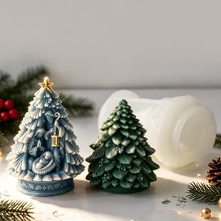 Cross-border Christmas Tree Aromatherapy Candle Silicone Mold DIY Pine Tree Gypsum Diffuser Stone Ornament Mold
