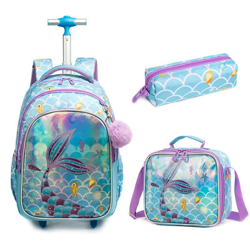 Sequins Elementary Student Universal 17-Inch Backpack Three-Piece Set Lightweight Boys and Girls Children Backpack Spine Protection Lightweight Backpack
