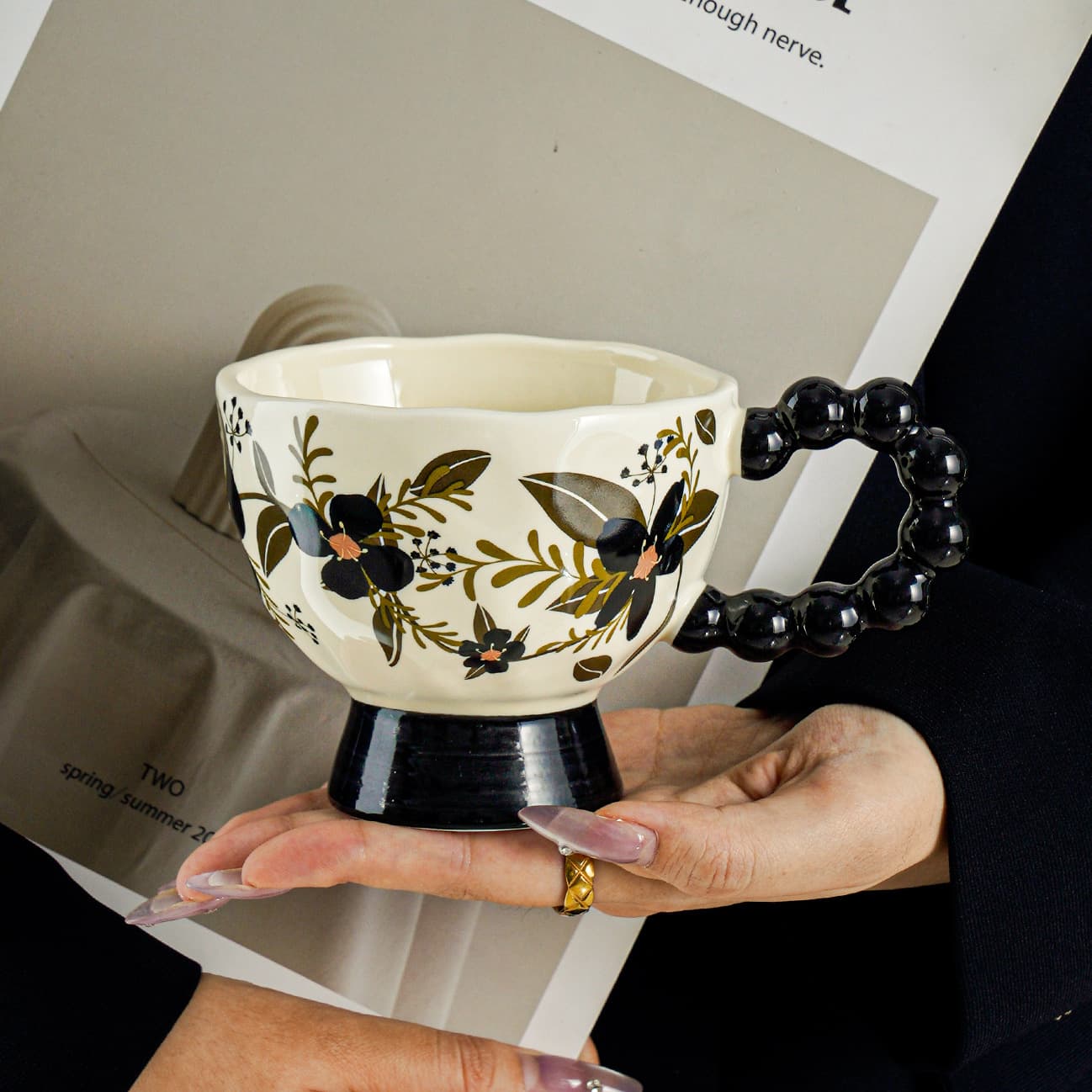 Retro Style Ceramic Mug Premium Look Coffee Cup for Home Office Women Breakfast