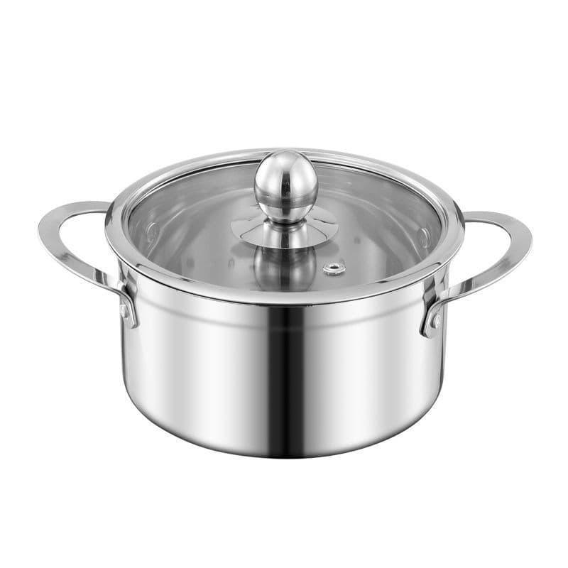 Double-ear super thick 201 non-magnetic stainless steel right-angle small hot pot 16cm one person, one pot soup pot shabu-shabu buffet