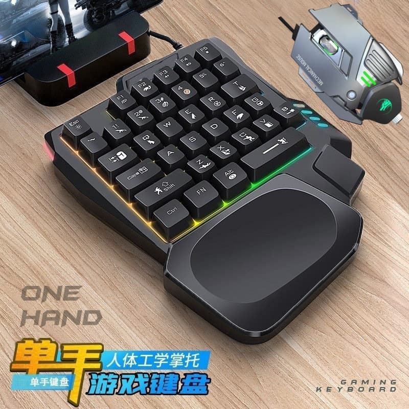 X cross-border one-handed keyboard colorful mechanical 35 keys with mobile phone throne chicken game controller mobile game chicken god