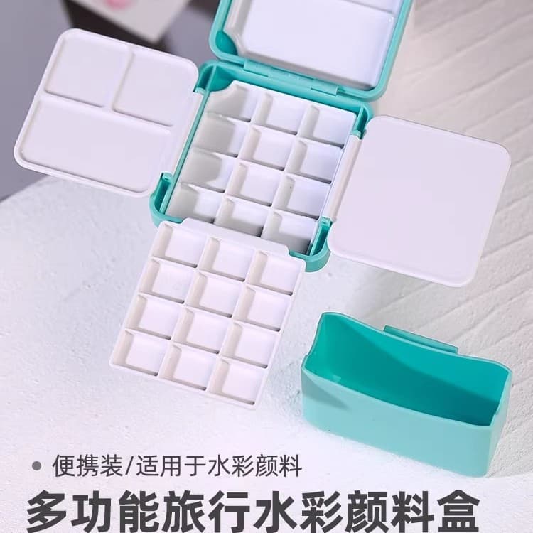 Mini Watercolor Paint Box 12/24 Colors Portable Travel Solid Set with Palette for Sketching