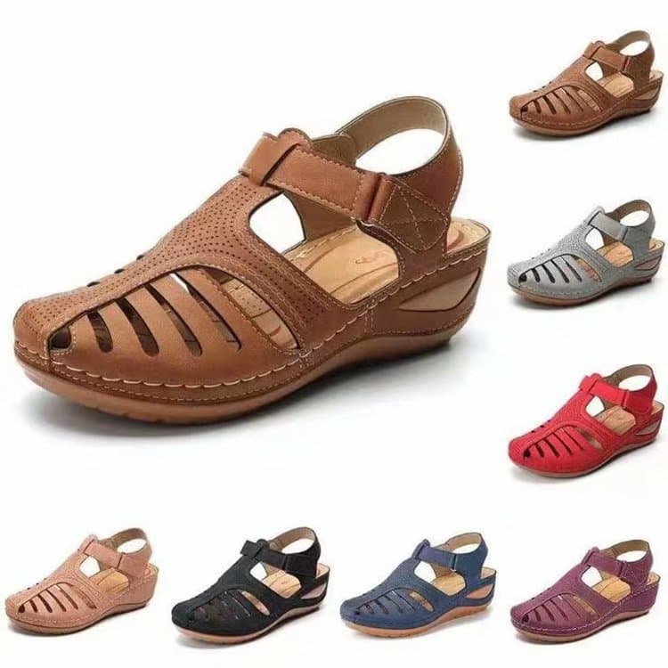 Wholesale wedge sandals for women summer foreign trade round toe retro stitching women's sandals non-slip hole shoes in stock large size