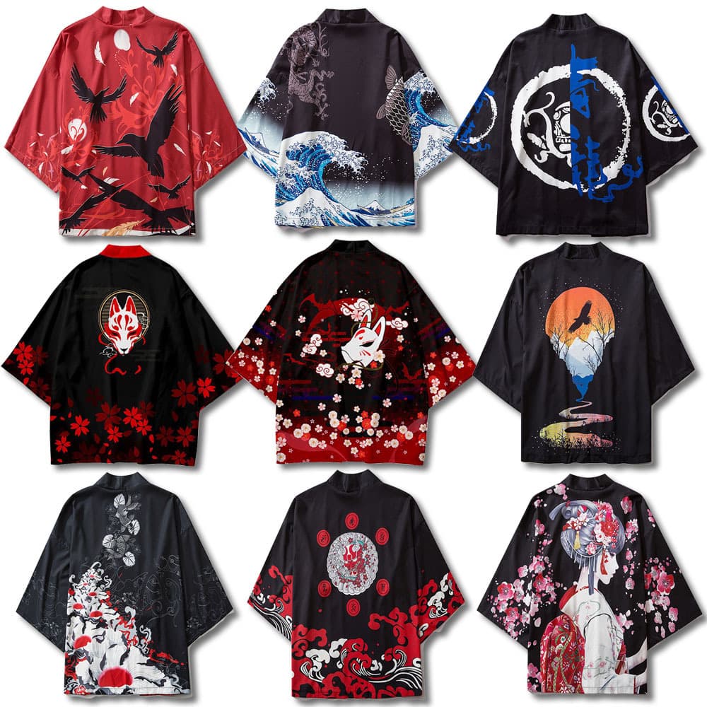 Japanese Ukiyo-e Sea Carp 3D Digital Print Creative Kimono Cape Haori Cosplay Anime Taoist Robe