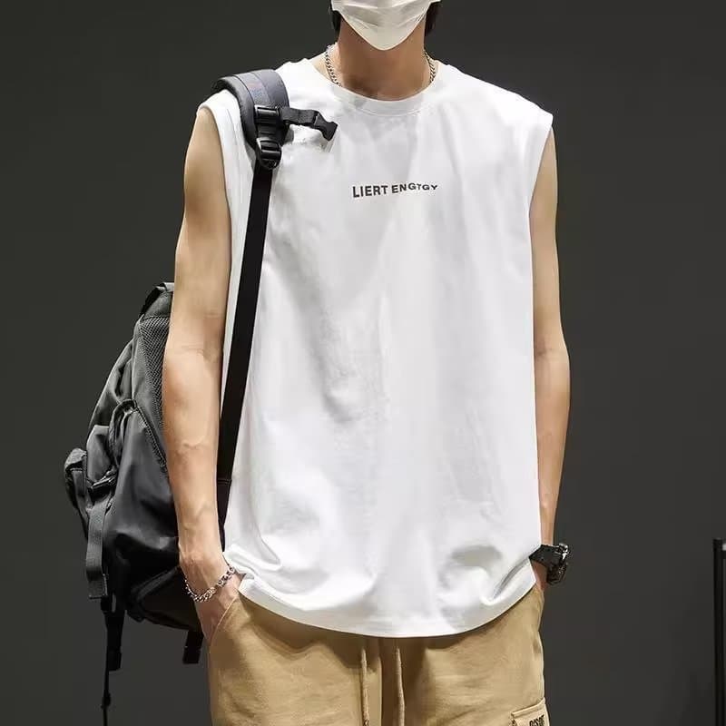 Summer T-Shirt Men's Artistic Fashion Trendy Youthful Round Neck New Cityscape Style Standard Sleeveless Trend