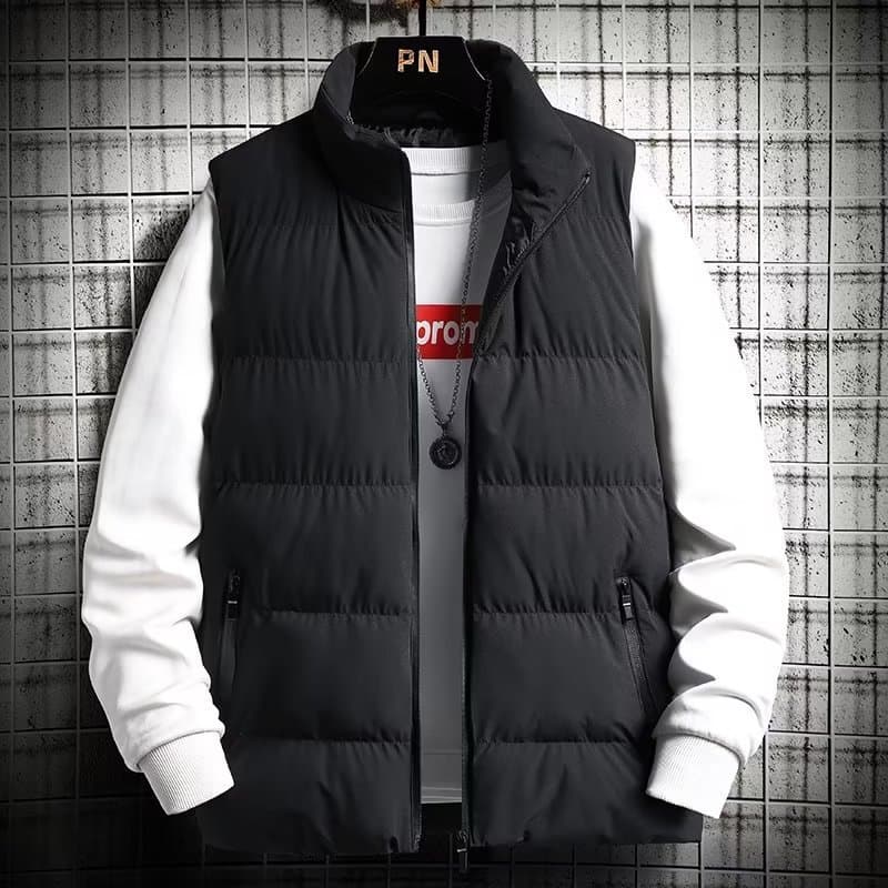Sleeveless cotton vest men's trendy vest 2023 new autumn and winter warm outer wear workwear waistcoat casual jacket