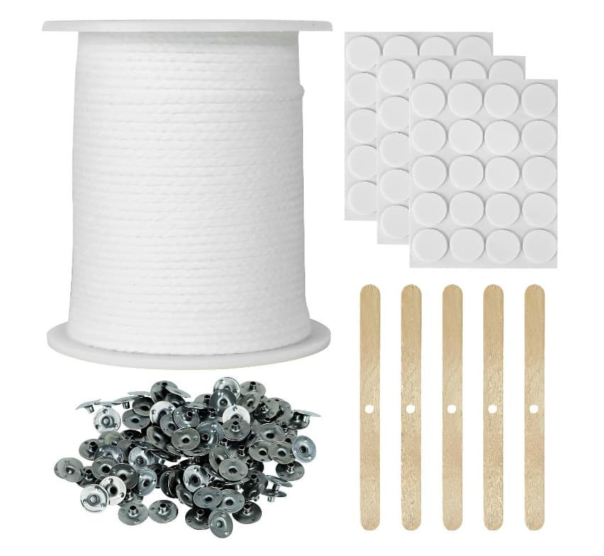 Candle Making Supplies Kit 61m Candle Wick Plastic Spool Metal Wick Holder Wooden Center Device