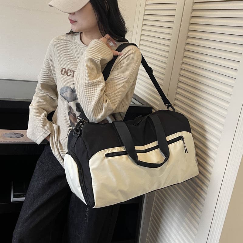 Large-capacity fitness bag for men and women, travel bag, wet and dry separation, sports crossbody bag, hand luggage bag, waterproof and wear-resistant
