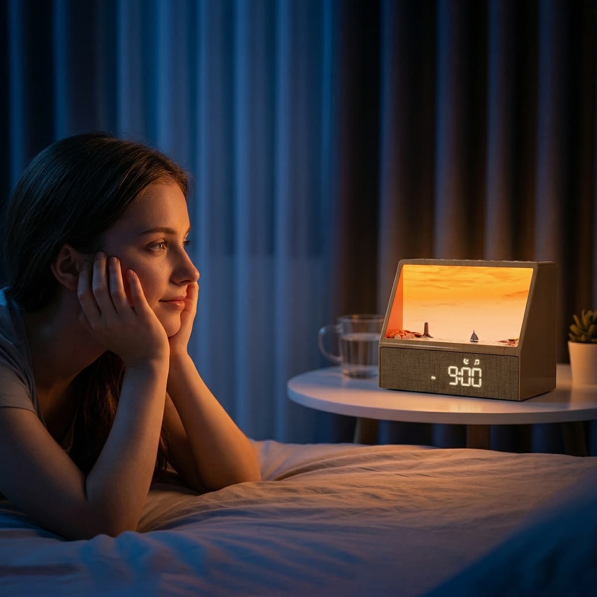 Cross-border Analog Sunrise Wake-up Light Alarm Clock with 24 White Noise Sleep Sounds Bluetooth Audio Natural Wake-up Light
