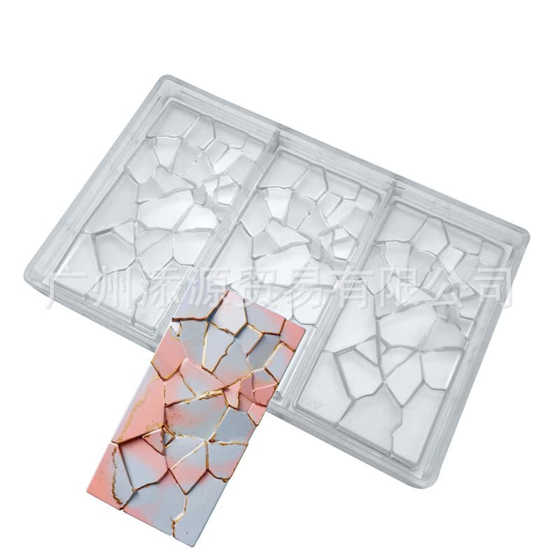 3-Continuous Cracked Plate PC Chocolate Mold PC-5002 Rectangular Masonry Dried Fruit New Style