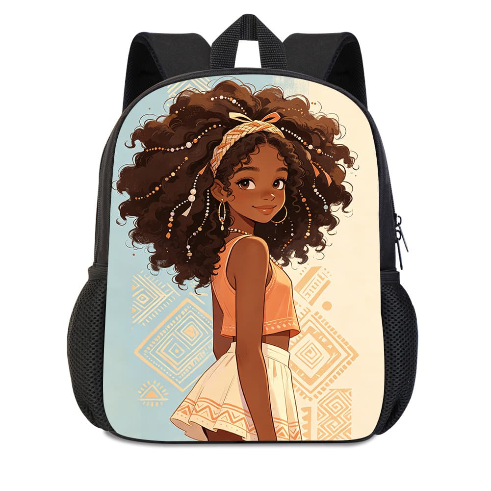 2026 cross-border afro black girl printed children's schoolbag wear-resistant portable kindergarten essential backpack
