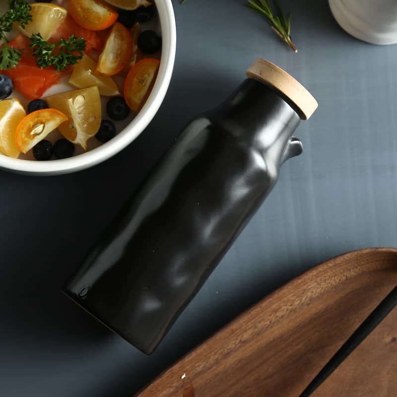 New Cross-Border Household Kitchen Small Oil Bottle Non-Stick Oil Ceramic Soy Sauce Vinegar Seasoning Dispenser Bottle Amazon Seasoning Bottle