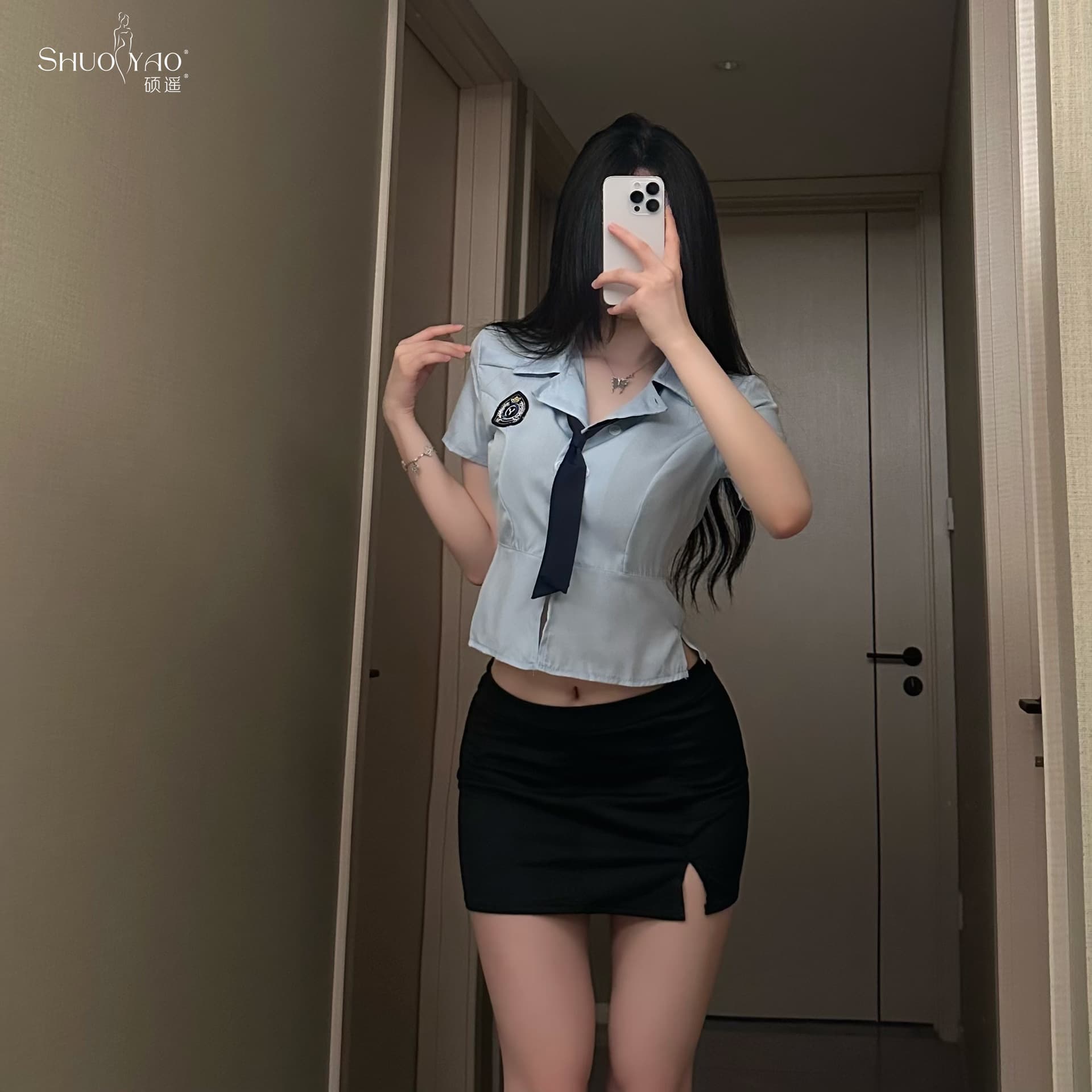 Shuoyao Sexy Lingerie Sex Sensing Instructor Pure Desire Policewoman Professional Suit Cosplay Student Uniform 645