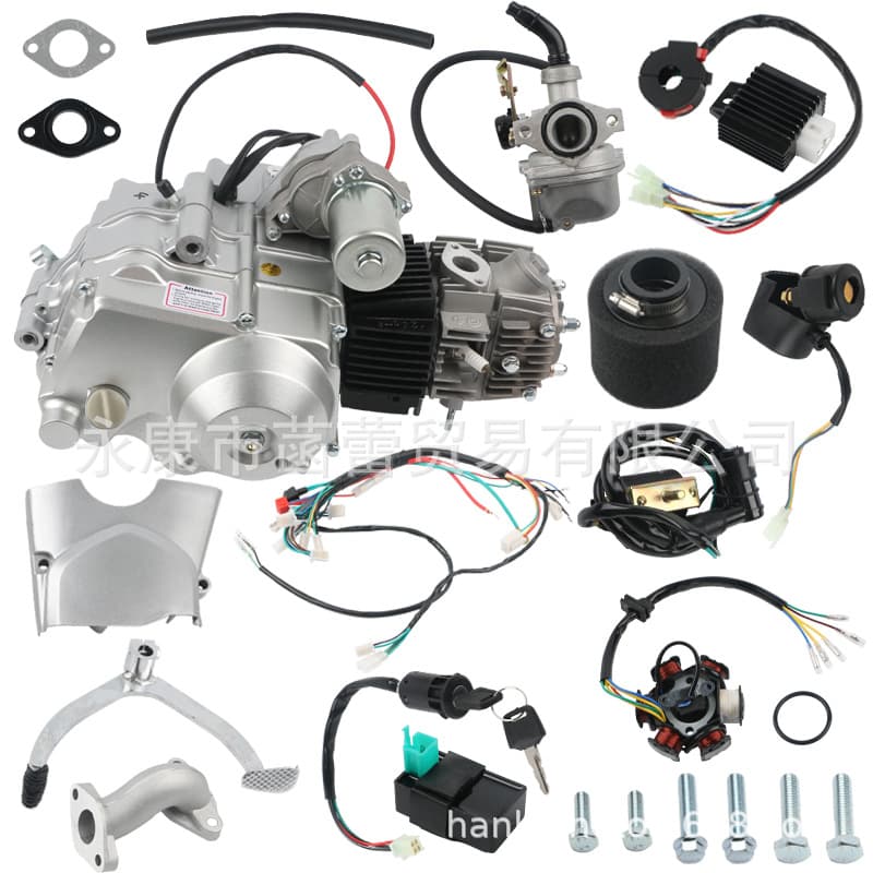 4-Stroke 110cc ATV Engine Wiring Harness Coil Electrical Parts Auto Clutch 3+1 Engine System Complete
