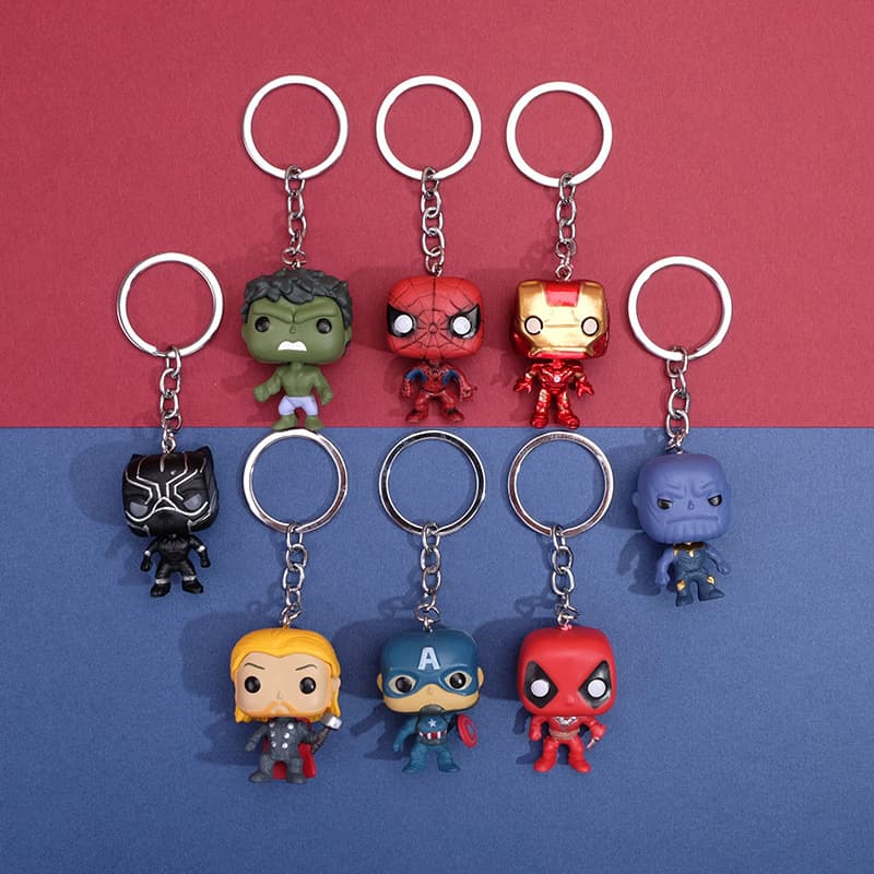 Hot Selling Hero Keychain Q Version Iron Man Keychain Spider-Man Deadpool Thor Pendant Export Gift
