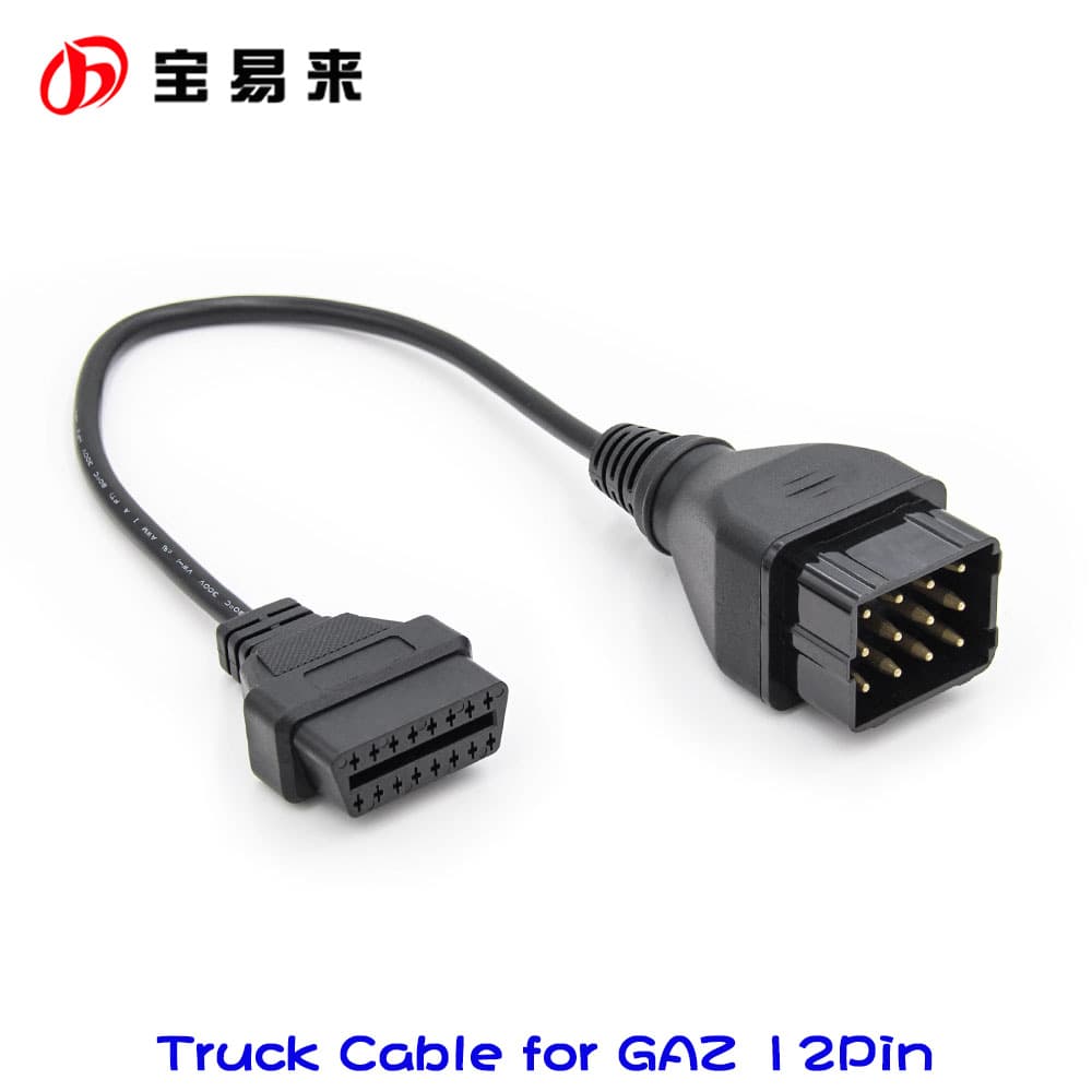 Truck OBD Cable for GAZ 12Pin Male to 16Pin Truck Diagnostic Adapter Cable