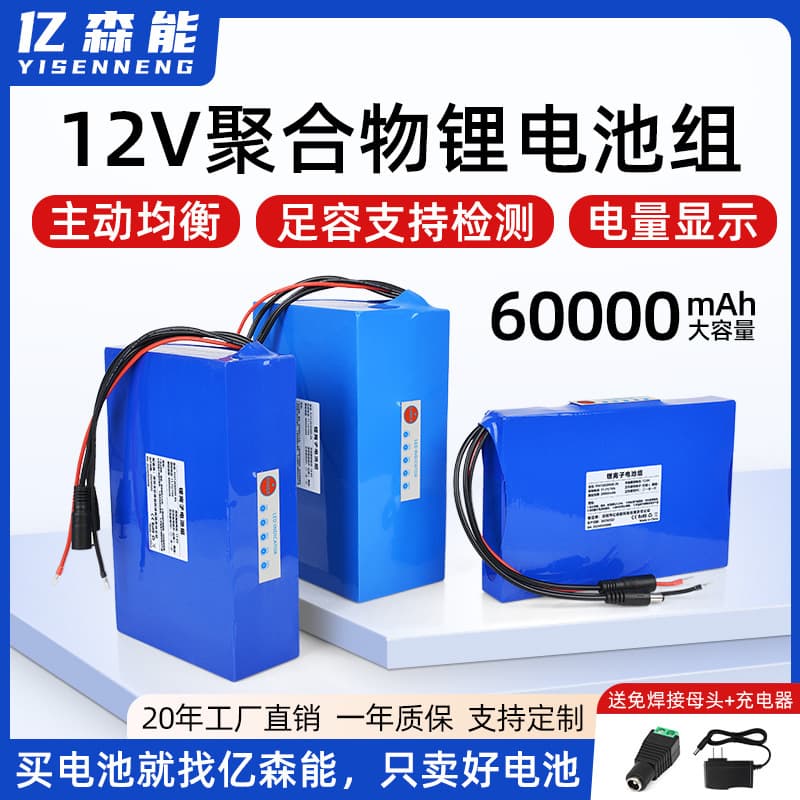 Yisenneng 12V Polymer Lithium Battery Pack High Capacity 30Ah 60Ah Solar Street Light Outdoor Backup Battery