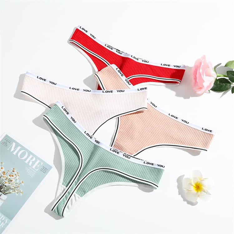 New women's thong breathable medium cotton T-thong sexy butt-lifting cotton crotch women's triangle briefs, factory direct sales