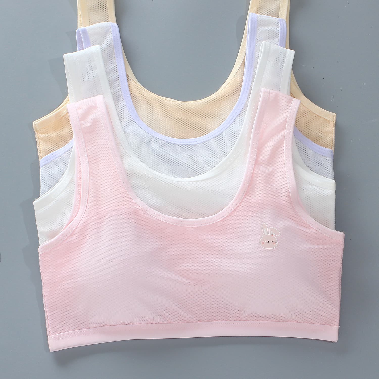 Summer mesh training bras with spaghetti straps