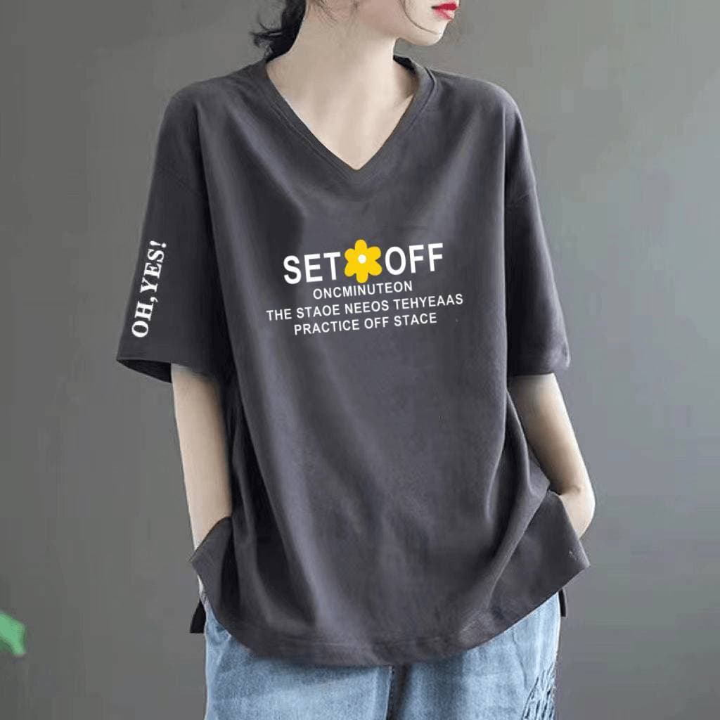 Mother's Short Sleeve T-Shirt Summer Loose Fit 2024 New Cotton-Like Stylish Top Plus Size Tunic for Women