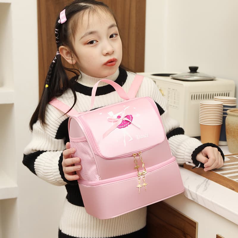 Dance bag new children's double-shoulder dance backpack, Latin ballet school bag customizable printing girls princess dance bag