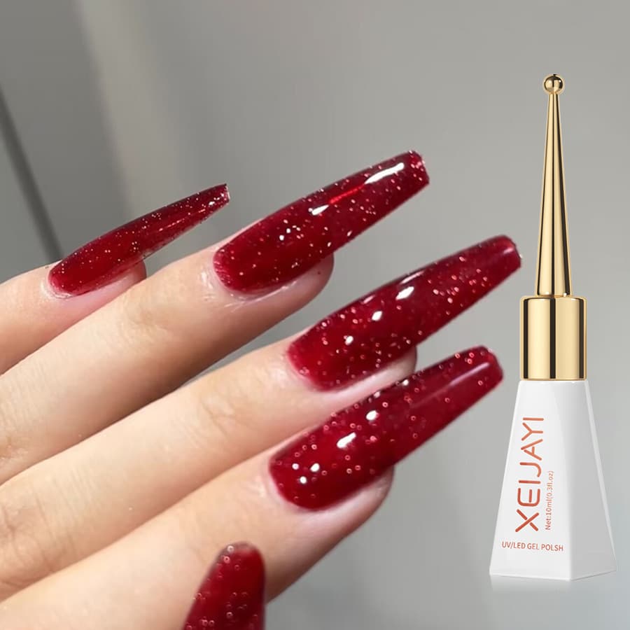 Famous Red Diamond Gel Nail Polish with Sparkling Crystals Professional for Nail Salons Crystal Clear Brightening UV Gel Nail Art
