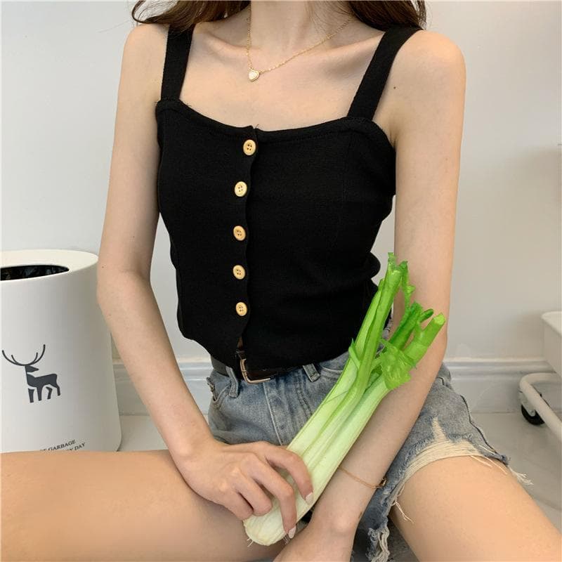 Plus Size Women's Camisole Vest Slimming Short Knit Top for Overweight Women