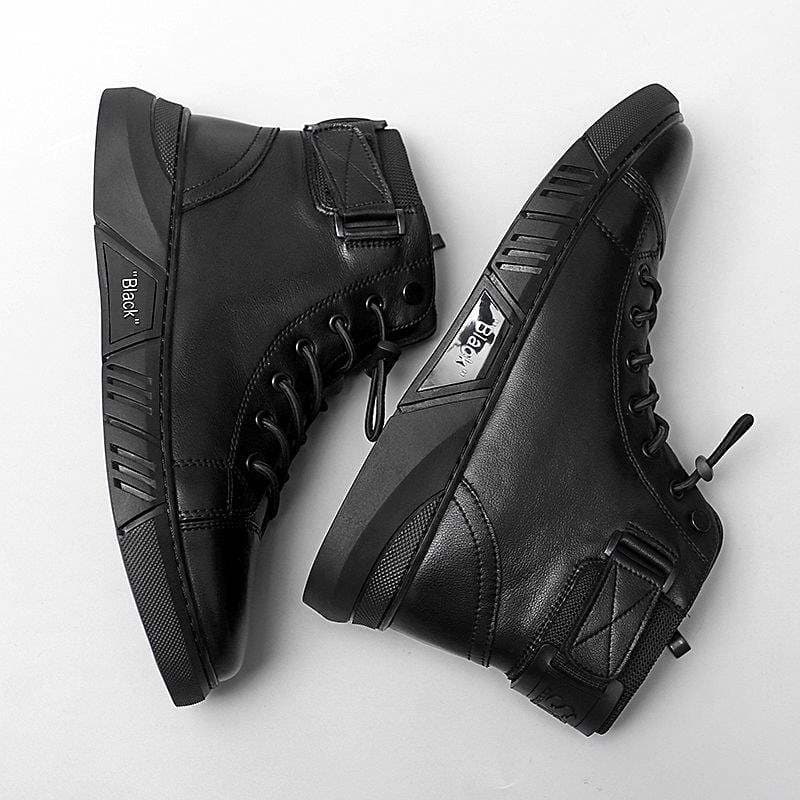 Men's Martin Boots 2025 Winter Large Size Casual Leather Boots with Lining, High-Top Warm Cotton Shoes, Work Safety Shoes