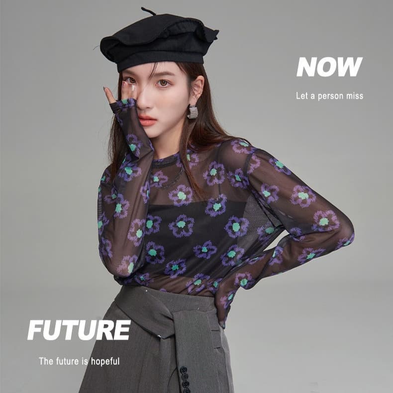 Summer Fashion New Ice Silk Base Top Women Mesh Slim Fit Inner T-Shirt Long Sleeve Sexy Trendy Sun Protection Cover-Up