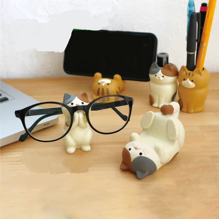 ✅ Japanese Groceries Zakka Cat Mobile Phone Tablet iPad Holder Pen Holder Glasses Frame Stationery Office Couple Gift