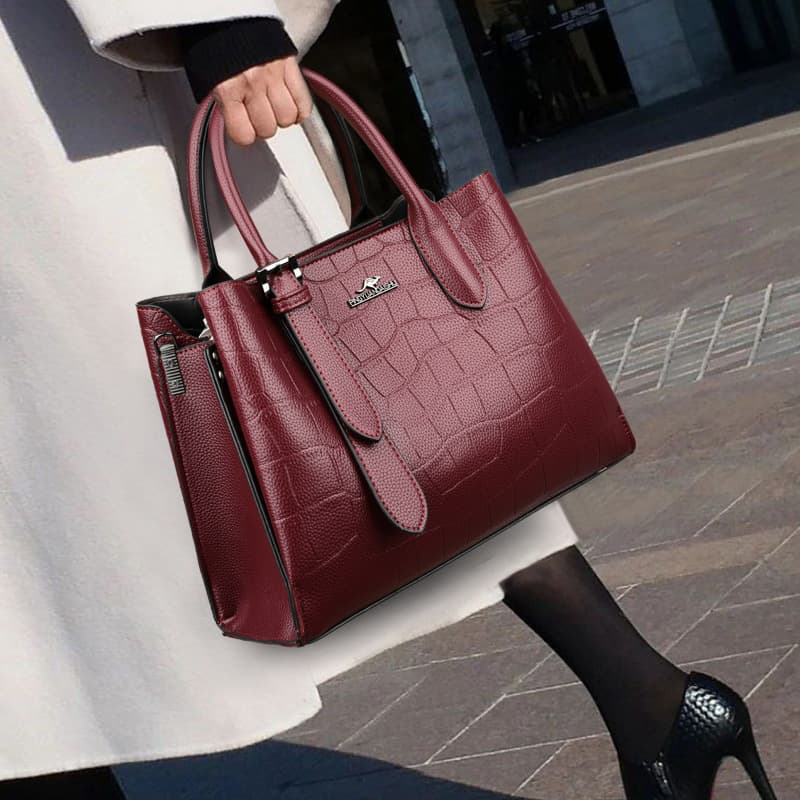 Plain Kangaroo Cross-Border Women's Bag New European and American Ladies Bag Crocodile Pattern Handbag Shoulder Bag One Generation Hair