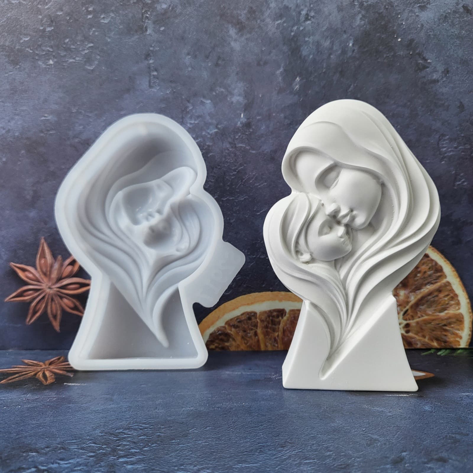 S2917 Semi-three-dimensional mother and daughter ornaments Decorative cement plaster mold DIY silicone mold