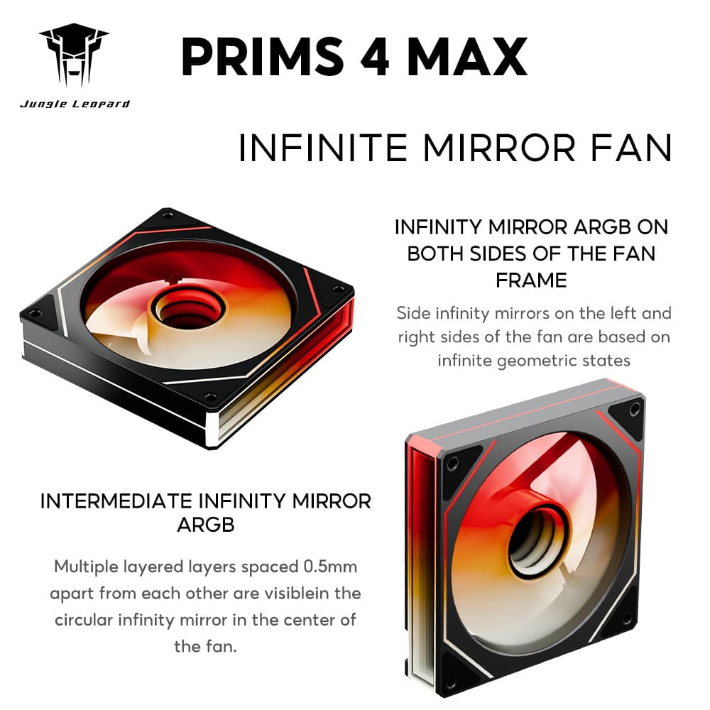 Jungle Leopard Prism 4 MAX Case Cooling Fan 12cm PWM ARGB Infinite Mirror Lighting Silent Fan