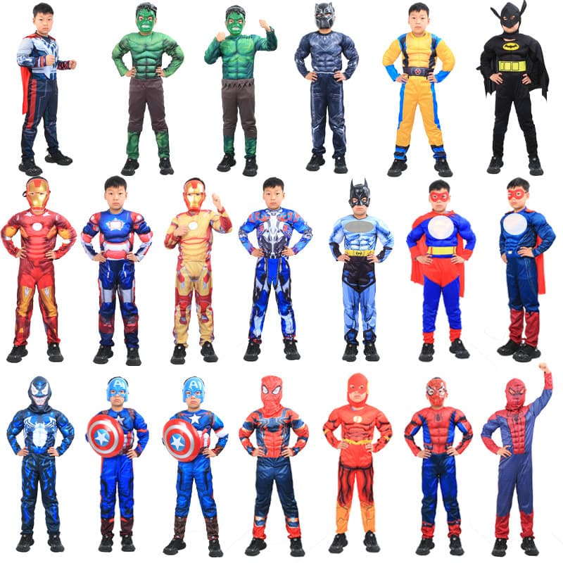 Halloween Kids Muscle Costume Captain America Spider-Man Iron Man Hulk Thor Cosplay Stage