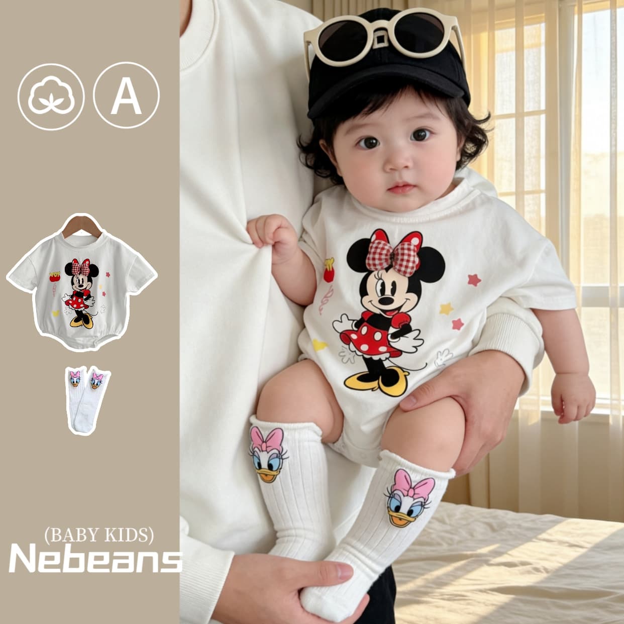 3-6-9-12 Months Baby Girl Summer Diaper Cover Bodysuit Set Cartoon Newborn Girl Cotton Short Sleeve Clothing