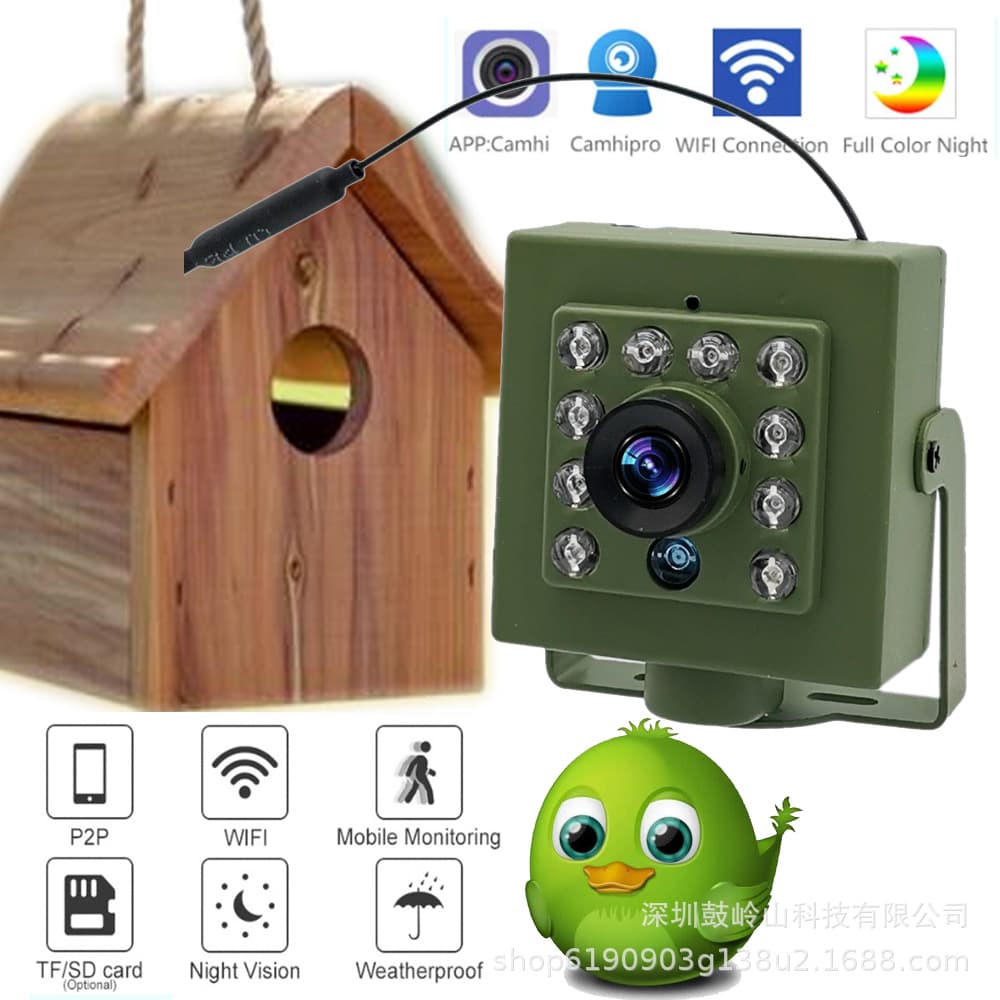 Birdcage Camera for Bird Watching, Wireless WiFi HD Smart Security Pet Bird Nest Night Vision Monitoring, Mobile Phone App